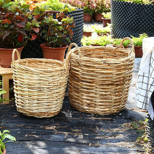 印尼藤编花盆套大尺寸花篮子手工艺编织花筐加高绿植盆栽外罩坚硬