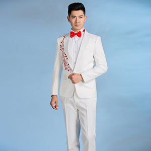 高档新款演出服男成人西服套装歌手主持人服装舞台大合唱司仪表演