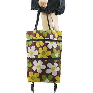 超市买菜折叠手提购物袋带轮子便捷旅行行李袋女包轻便家用收纳袋