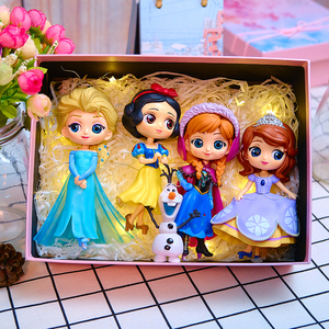 爱莎安娜雪宝白雪公主苏菲亚美人鱼娃娃玩具手办蛋糕装饰摆件礼物