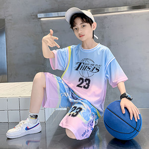 男童篮球服夏季薄款速干衣中大童运动篮球衣儿童洋气帅气球衣童装