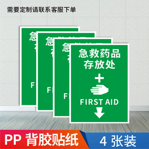 医药急救箱安全标识牌应急药品药箱医药箱十字标识标贴药品存放处