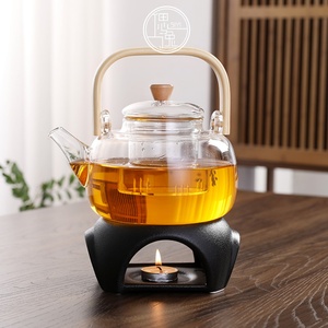 蜡烛煮茶加热水果茶底座花茶杯玻璃养生壶轻奢下午茶具套装花茶壶