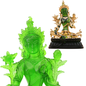 绿度母佛像观音佛像琉璃密宗彩绘贴金摆件居家佛前供奉尼泊尔菩萨