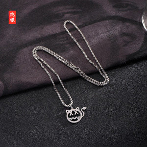 小鬼王琳凯同款小恶魔项链男女潮人蹦迪个性街头嘻哈s925纯银吊坠