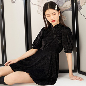 ledin乐町官方山海经系列乐町连衣裙2020新款女装可爱旗袍连衣裙