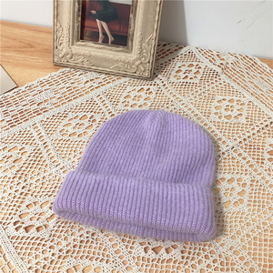 浪漫优雅香芋紫~超显白淡紫色毛线帽子女网红同款针织帽韩版日系