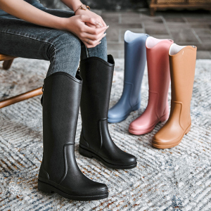 漂亮高筒雨靴女春季时尚外穿水鞋2022新款防水胶鞋防滑厚底雨鞋夏