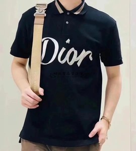 dior/迪奥 22夏新款刺绣飘带字母logo翻领polo衫休闲短袖男t恤女
