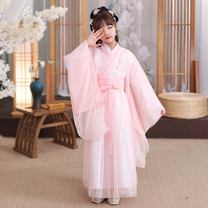 汉服女童儿童古装樱花公主超仙飘逸女宝宝古代中国风裙子春秋唐装