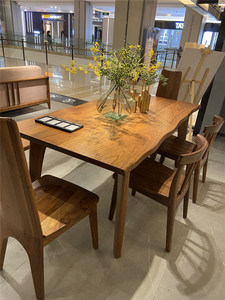 莫霞实木家具北欧实木餐桌小户型餐桌椅黑胡桃木大板桌全屋定制