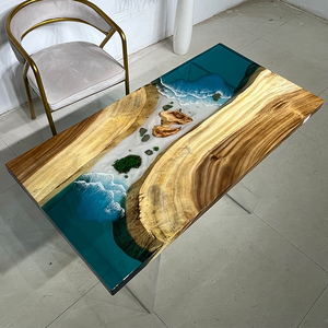 环氧树脂河流桌实木大板胡桃木花梨木家用原木茶桌餐桌茶台书桌面