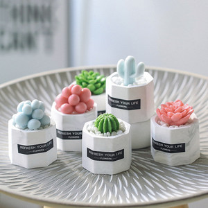 房间布置 摆设diy创意手工小礼品可爱个性多肉植物型香皂迷你造型