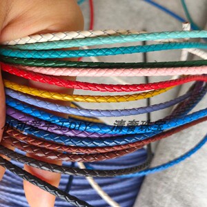 34mm做旧皮绳油边编绳复古编织圆绳男女手链手工diy手绳材料