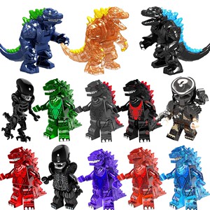 鳄鱼人仔积木拼装dc超级英雄杀手蝙蝠侠三头龙哥斯拉玩具兼容乐高