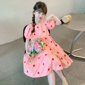 女童夏装连衣裙2024新款儿童洋气韩版女孩夏季裙子纯棉小花公主裙