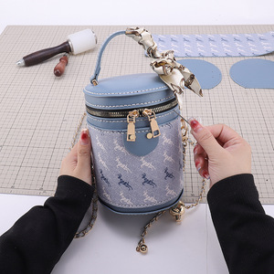 抖音同款diy手工包包 自制材料包时尚圆筒包单肩斜挎水桶包小圆包