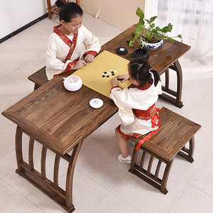 荼机茶吧卓槕棹子中式实木马鞍桌儿童学生书法桌书画桌家用阳台小