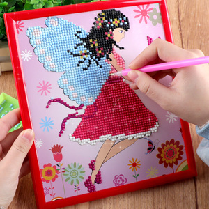 钻石画儿童diy小学生女孩手工材料包点画新款公主美少女点钻制作