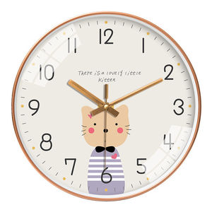 挂钟超静音儿童房挂钟卧室卡通可爱简约免打孔墙上小挂表时钟钟表