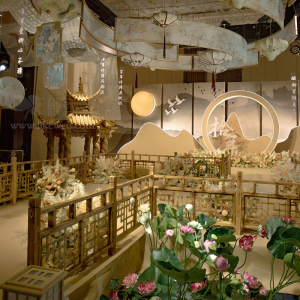 新中式婚礼路引布景装饰围栏仪式区布置舞台摆件木质栅栏婚庆道具