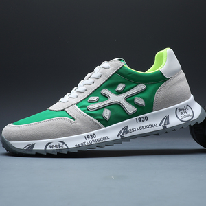 夏季男鞋透气皮布拼接米字鞋子男潮鞋2022新款欧美男士运动休闲鞋