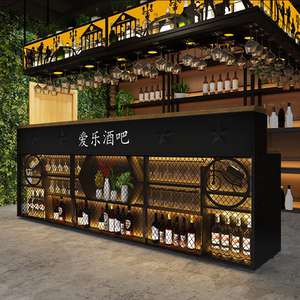 酒吧餐厅装饰吧台铁艺吊架酒架壁挂悬挂吊柜酒杯架美式置物架酒柜