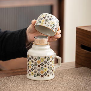 汝窑复古茶壶陶瓷创意个性泡茶杯子焖茶米黄小暖壶带盖伴手礼定制