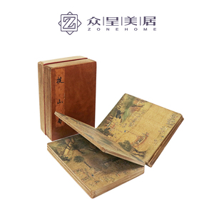 新中式古典画册书房仿古书装饰品样板房书桌玄关软装创意摆件饰品