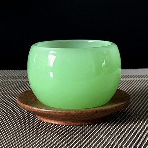 琉璃玉瓷翡翠色茶杯品茗杯中式家用功夫茶具玉杯子主人杯个人单杯
