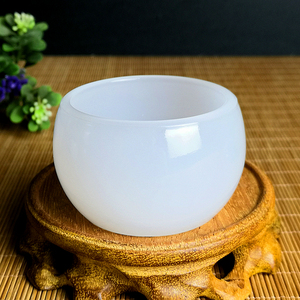 白玉瓷杯品茗杯琉璃玉茶杯中式家用功夫茶具玉杯子个人单杯主人杯