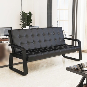 办公沙发三人位小型铁艺简约简易出租屋接待办公室沙发茶几组合