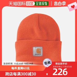 韩国直邮Carhartt帽子男女款橙色针织毛线帽徽标简约时尚A18-BOG