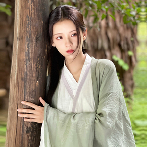 汉服女春季中国风古装直裾魏晋古风飘逸改良广袖流仙裙春秋超仙气