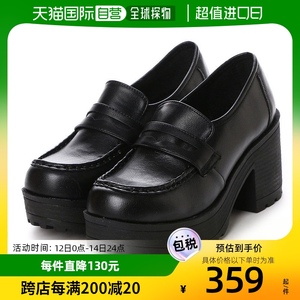 【日本直邮】Yosuke女士乐福鞋黑色粗跟浅口休闲百搭舒适尖头脚蹬