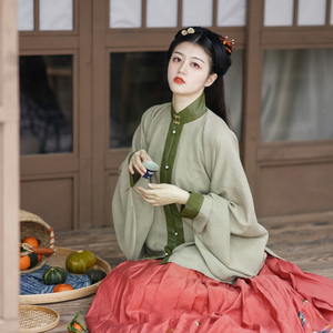 正品汉服租赁 春山集传统服饰对襟琵琶袖短袄---农家乐s码租