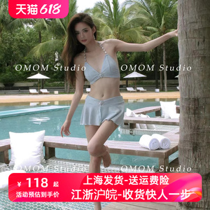 上海发货2024年OMOM泳衣女式遮肚小胸性感比基尼两件套泳装游泳衣