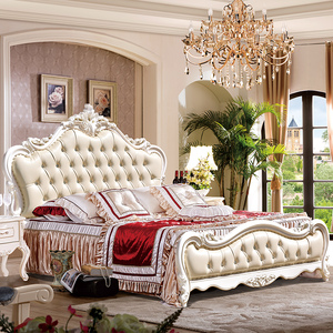 欧式太子床实木奢华雕花家具套装组合卧室储物双人公主风主卧婚床