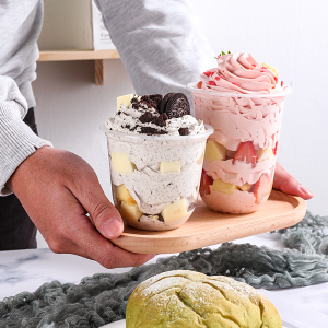 网红波波杯u型一次性带盖冰淇淋胖胖杯阿华田木糠蛋糕甜品啵啵杯