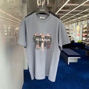 现货balenciaga/巴黎世家 新款乐队人像字母印花短袖男 t恤女半袖