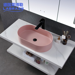 莱博勒石英石台上盆椭圆形卫生间浴室洗脸盆洗手盆洗漱盆粉色白色