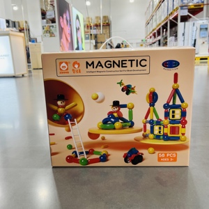 山姆新款代购儿童玩具炫彩磁力棒58件配件宝宝拼搭组装创意磁力片