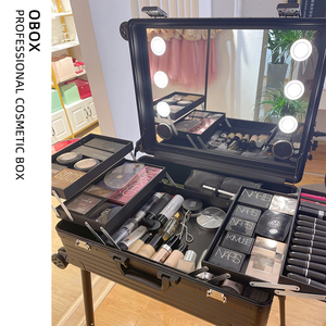 obox多功能拉杆pc化妆箱专业跟妆师带镜子带灯led支架化妆师专用