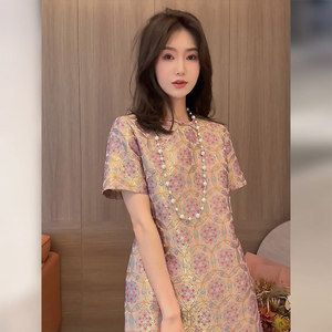 新中式中国风改良旗袍连衣裙2024新款女夏季独特超好看小个子裙子