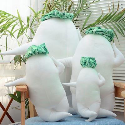 翘着腿的萝卜抱枕白萝卜大号床上睡觉用毛绒玩具大根君公仔长条