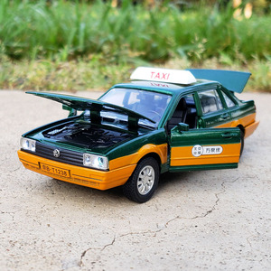 1:32大众桑塔纳出租车合金汽车模型仿真金属车模摆件声光回力玩具