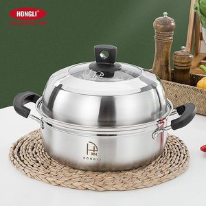 宏利蒸锅304不锈钢蒸锅加厚汤锅桑拿锅蒸锅家用一层两用电磁炉