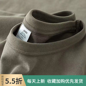 广州沙河服装广州十三行实景男装200g重磅纯棉纯色不透厚实圆领衫