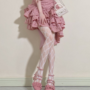 交叉绑带袜子镂空薄款网袜甜美白丝连裤袜