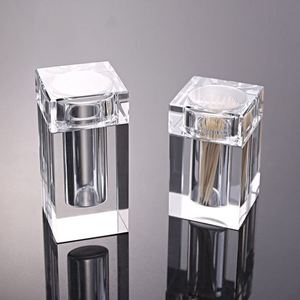 水晶玻璃牙签盒透明牙签筒 牙签盒棉签盒带盖 可打标可定logo
